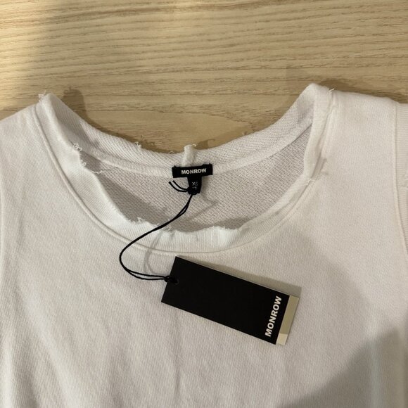 Monrow Sheath Mini Dress Size XS White French Terry Sleeveless Cotton HD0323 - Picture 6 of 10